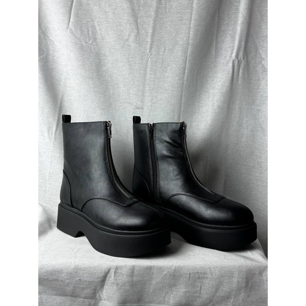 Wild Fable Black Front Zip Platform Ankle Boots Womens Size 10 Chunky Lug Sole